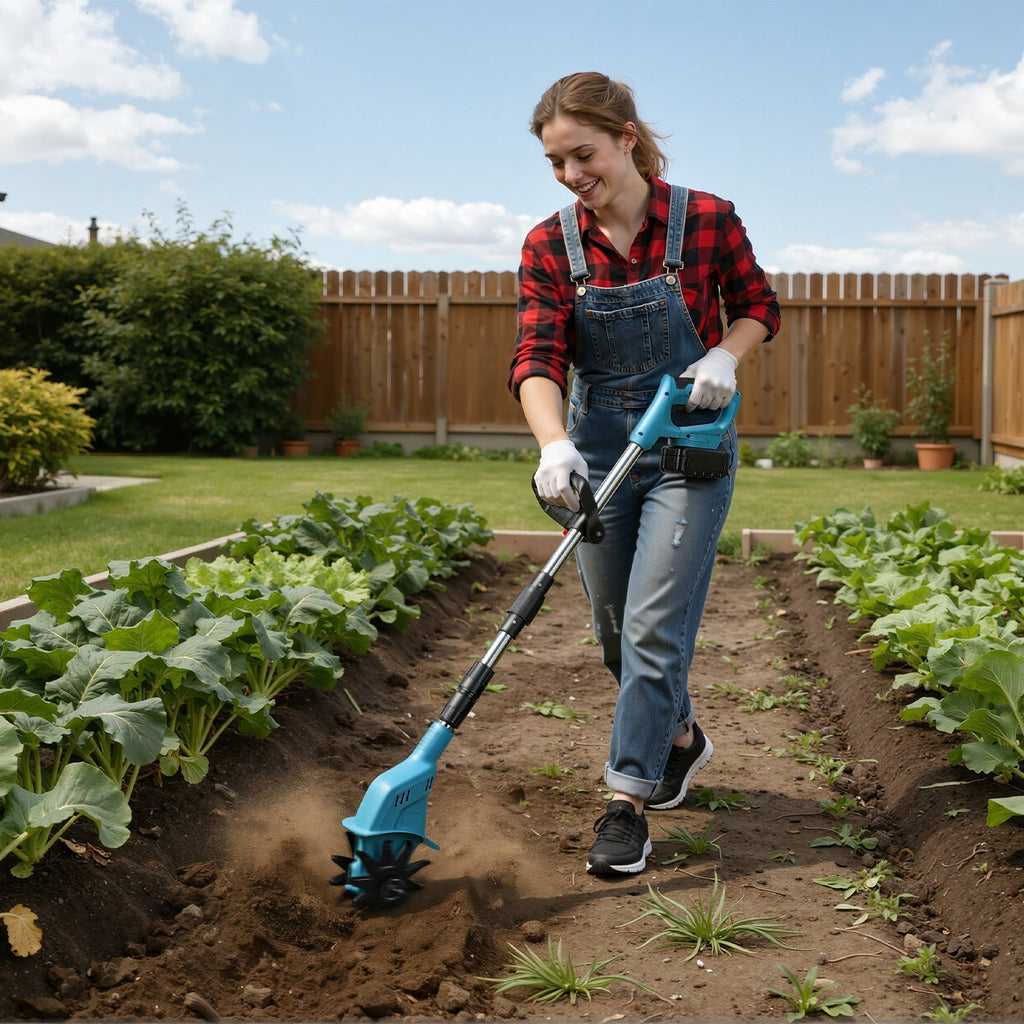 550W Battery Garden Cultivator with 2 Batteries Portable