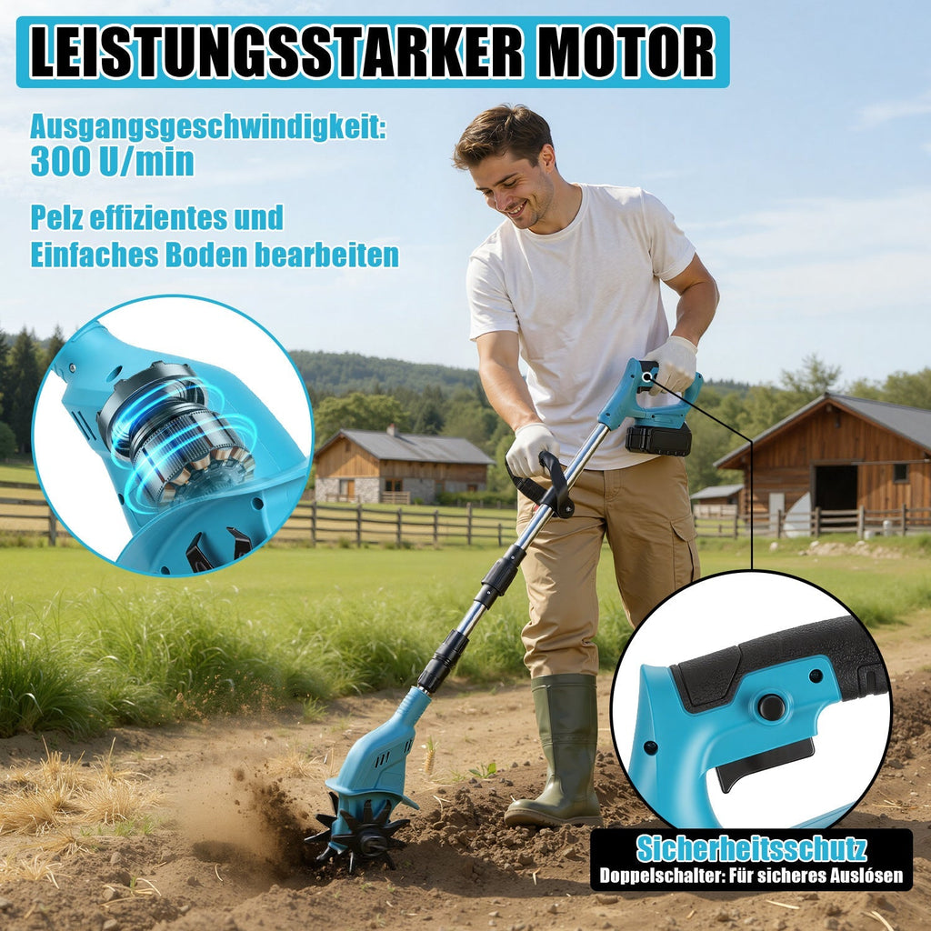 550W Battery Garden Cultivator with 2 Batteries Portable