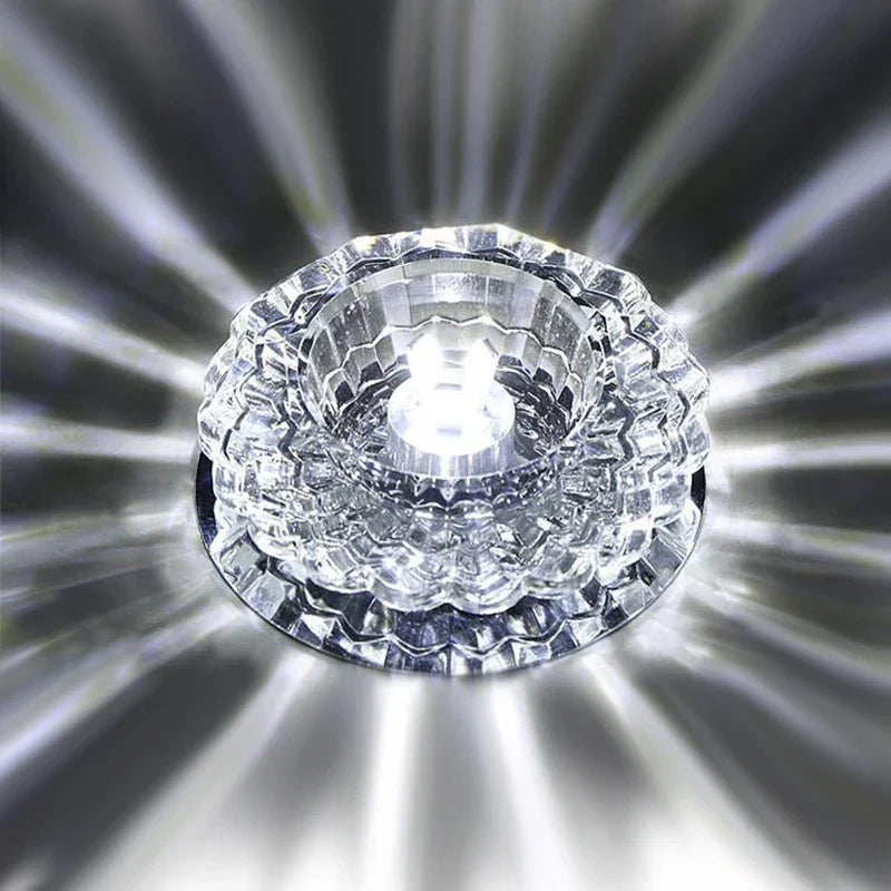 Modern LED Crystal Ceiling Lamp – Mini Round Pendant Light for Living Room, Kitchen, Hallway and Corridor (AC85-265V, 6000K White & 3200K Warm White)