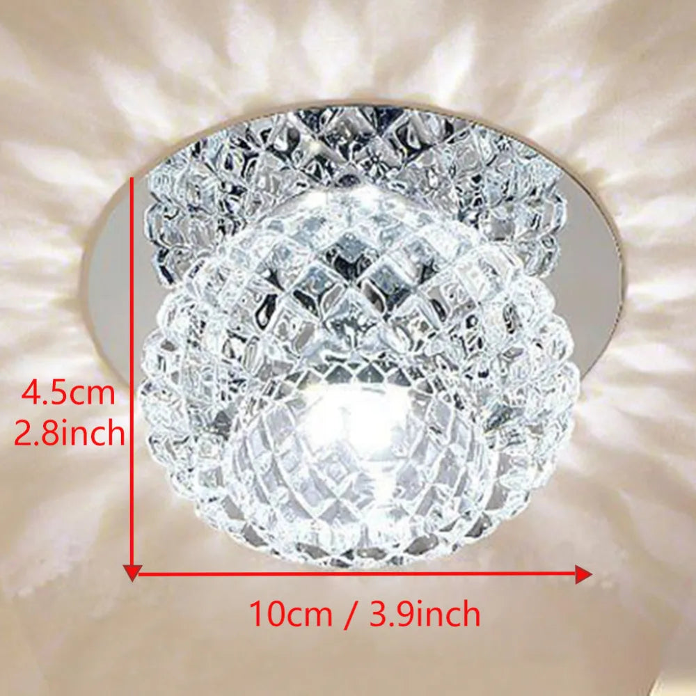 Modern LED Crystal Ceiling Lamp – Mini Round Pendant Light for Living Room, Kitchen, Hallway and Corridor (AC85-265V, 6000K White & 3200K Warm White)