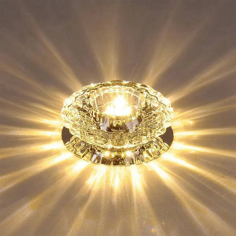 Modern LED Crystal Ceiling Lamp – Mini Round Pendant Light for Living Room, Kitchen, Hallway and Corridor (AC85-265V, 6000K White & 3200K Warm White)