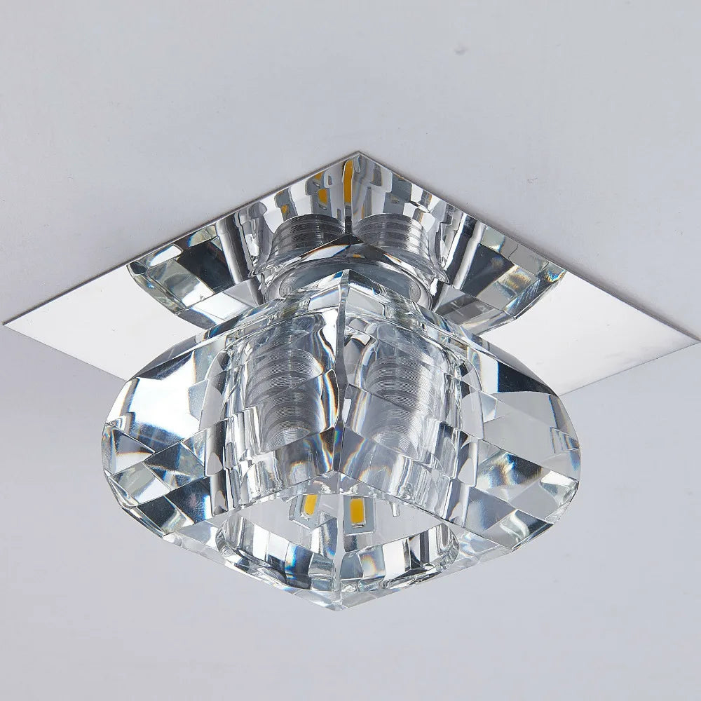 Modern LED Crystal Ceiling Lamp – Mini Round Pendant Light for Living Room, Kitchen, Hallway and Corridor (AC85-265V, 6000K White & 3200K Warm White)