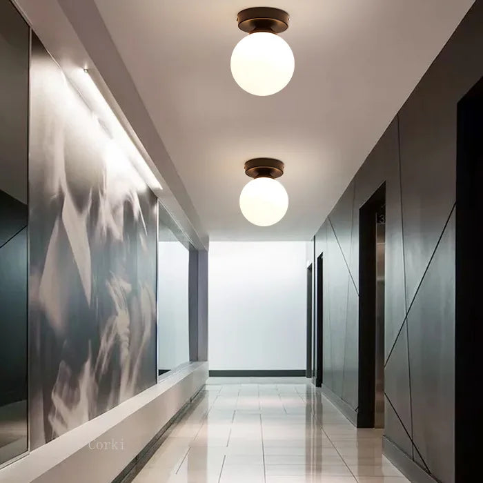 Modern Nordic ceiling lamp – Round glass ball light for bedroom, dining room and hallway