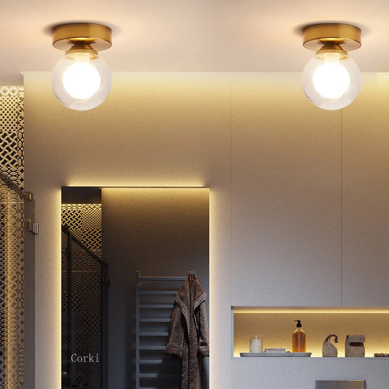 Modern Nordic ceiling lamp – Round glass ball light for bedroom, dining room and hallway