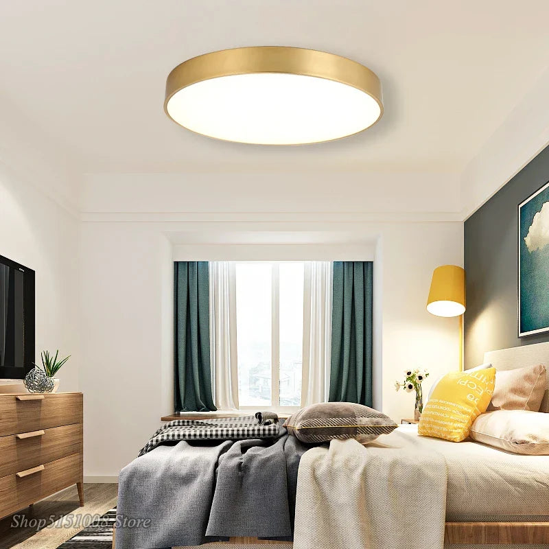 Modern Golden Acrylic Ceiling Lamp - Ultra-thin Surface LED Ceiling Lamp for Living Room, Nordic Bedroom Interior Lighting