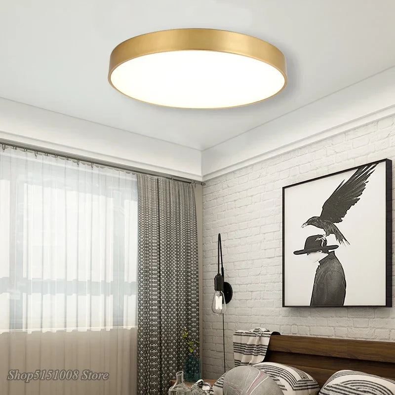 Modern Golden Acrylic Ceiling Lamp - Ultra-thin Surface LED Ceiling Lamp for Living Room, Nordic Bedroom Interior Lighting