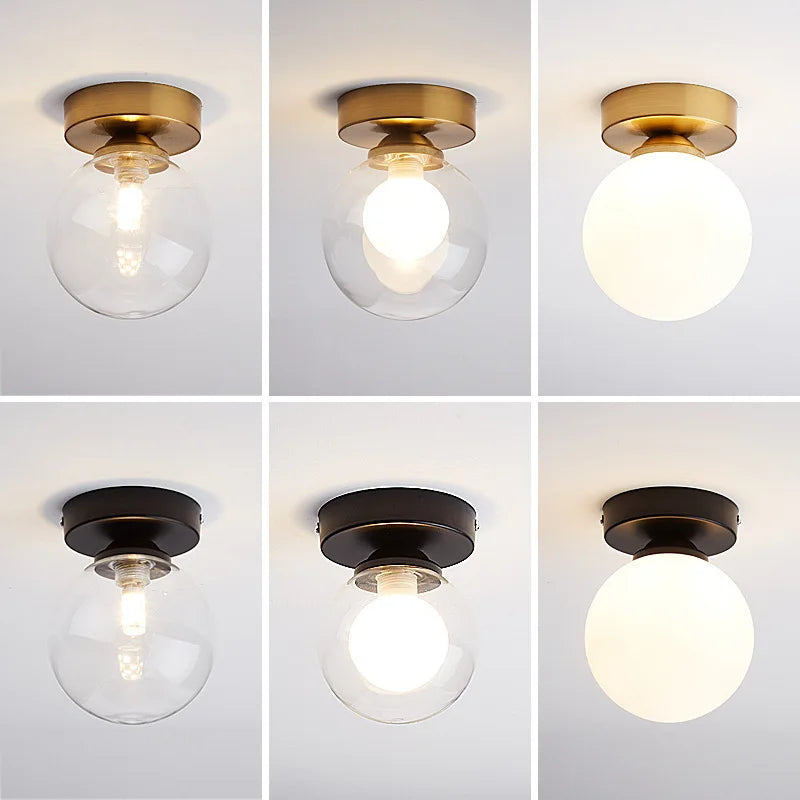 Modern Nordic ceiling lamp – Round glass ball light for bedroom, dining room and hallway