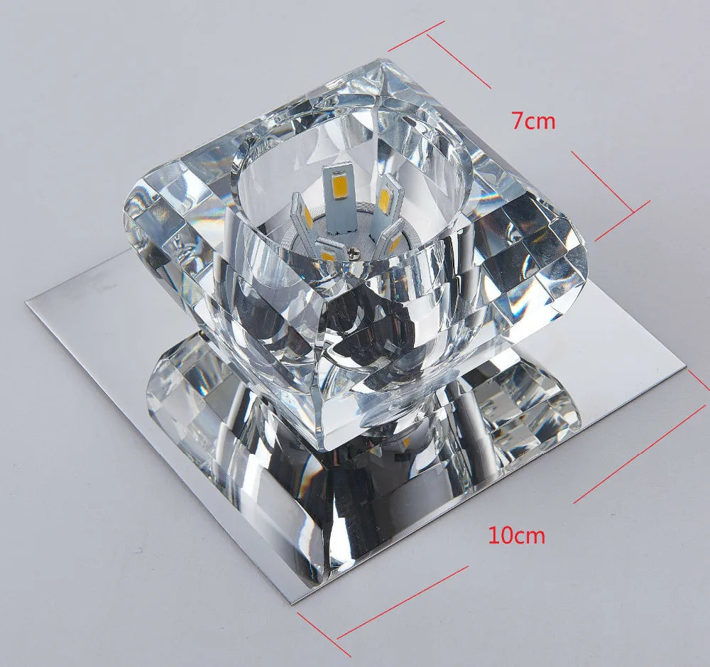 Modern LED Crystal Ceiling Lamp – Mini Round Pendant Light for Living Room, Kitchen, Hallway and Corridor (AC85-265V, 6000K White & 3200K Warm White)
