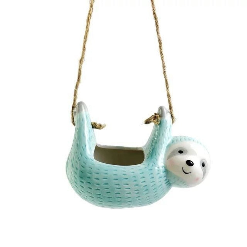 Handmade Ceramic Flower Pot With Sloth Design