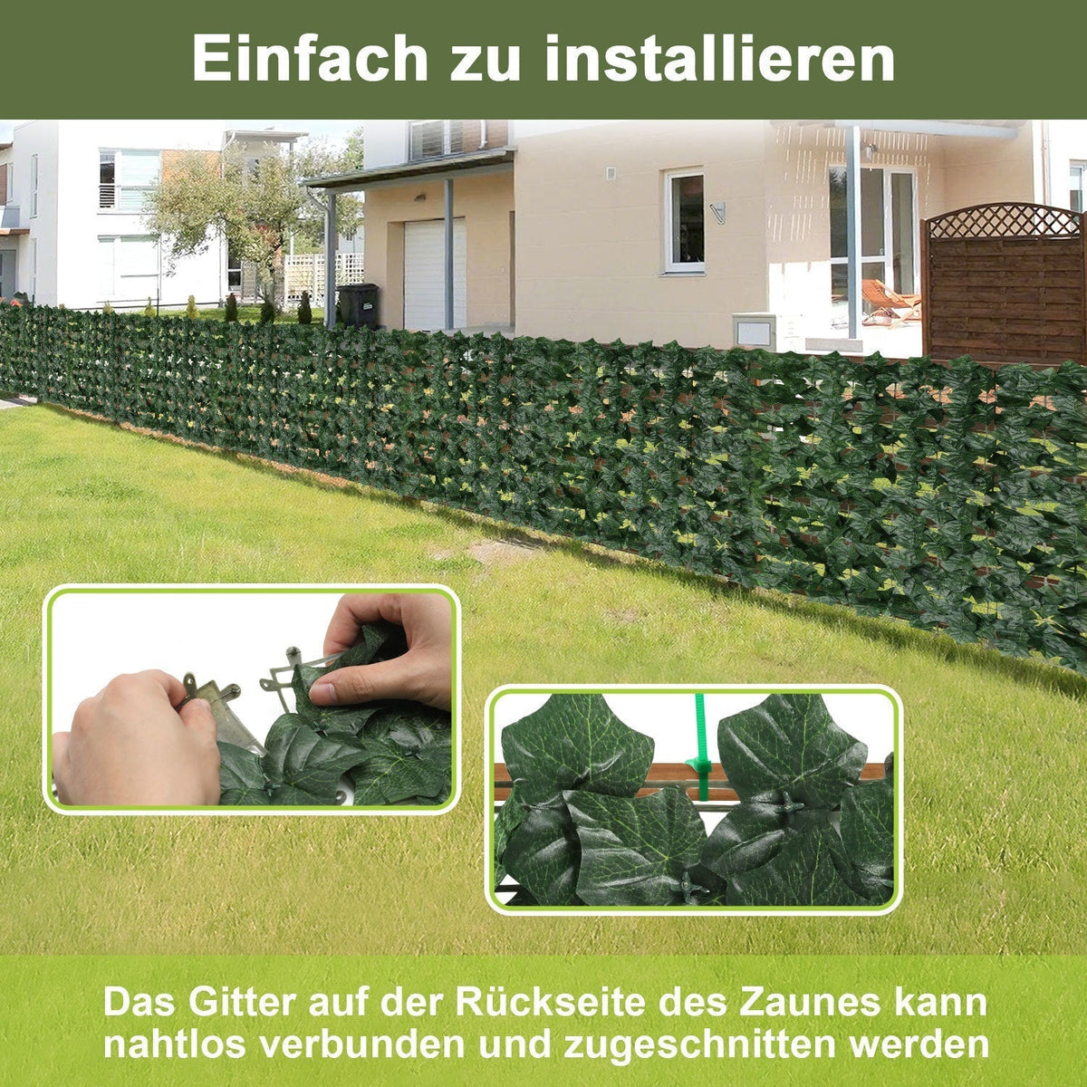 Artificial Ivy Hedge Privacy Screen 1x3m