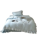 Satin-Duvet cover set with frill and silky gloss finish