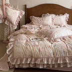 Romantic Ruffled Bed Linen Set with Lace Trim