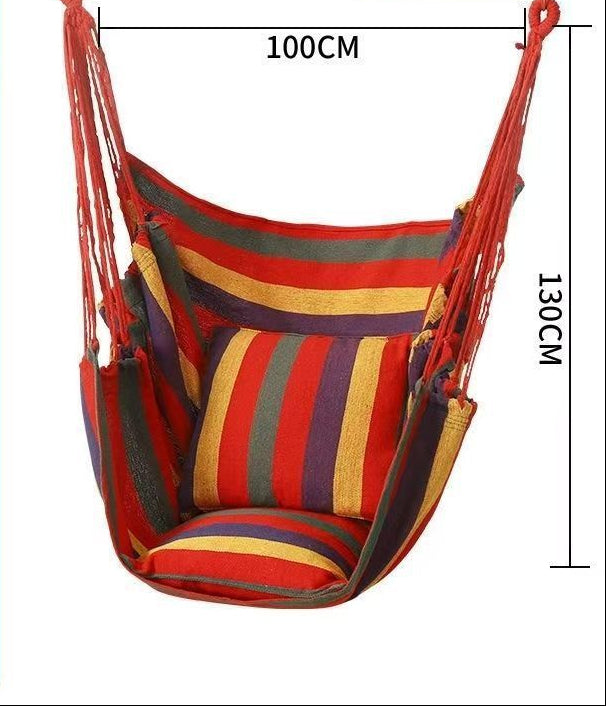 Hanging Hammock Chair with Reinforced Cotton Canvas and Integrated Arm Pockets