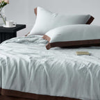 Luxurious linen-cotton bed set with quilted blanket and pillowcases