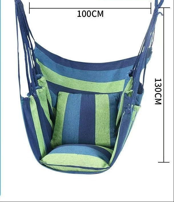 Hanging Hammock Chair with Reinforced Cotton Canvas and Integrated Arm Pockets
