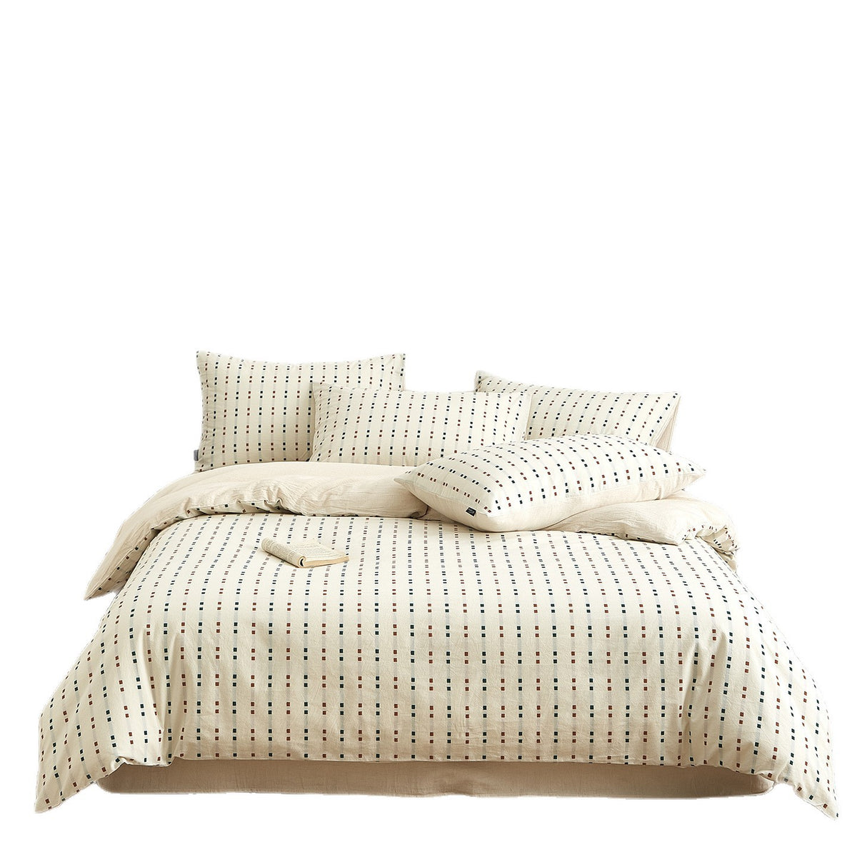 Bedding set made of cotton percale with fine geometric dot stripes