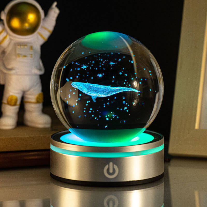 Creative 3D Indoor Wood Carving Luminous Crystal Ball Colorful Gradient Small Night Light Home Decoration Gift Choice