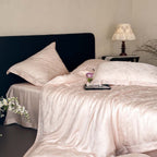Noble satin bedding set with woven floral relief and envelope edge