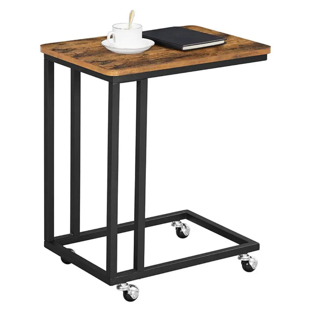 Side Table with Wheels and Modern Design