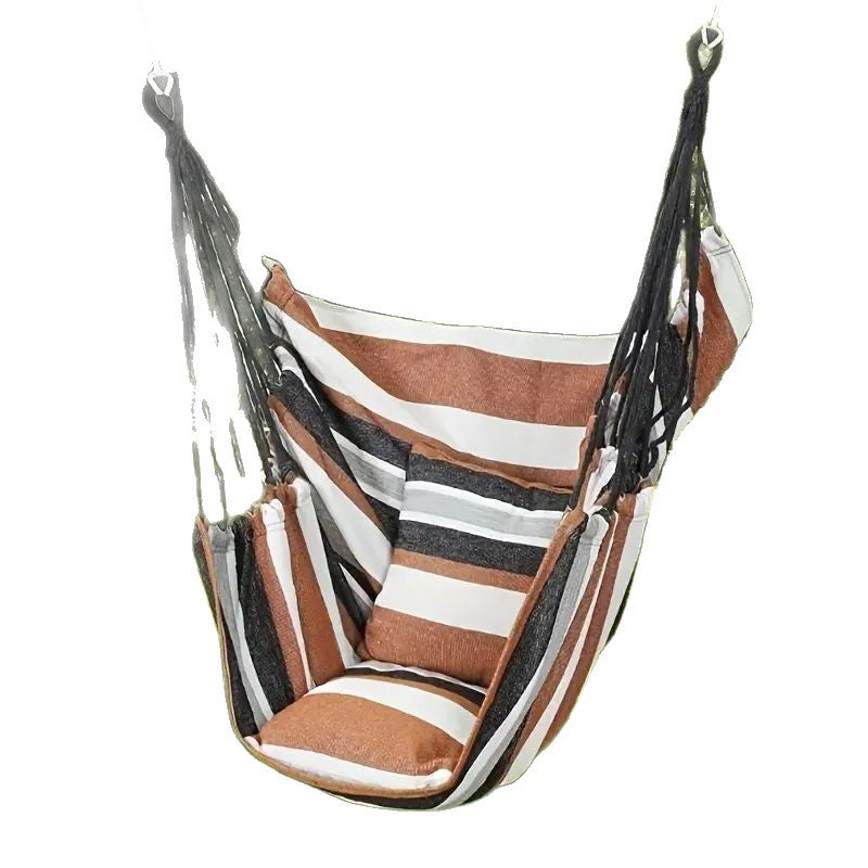 Hanging Hammock Chair with Reinforced Cotton Canvas and Integrated Arm Pockets