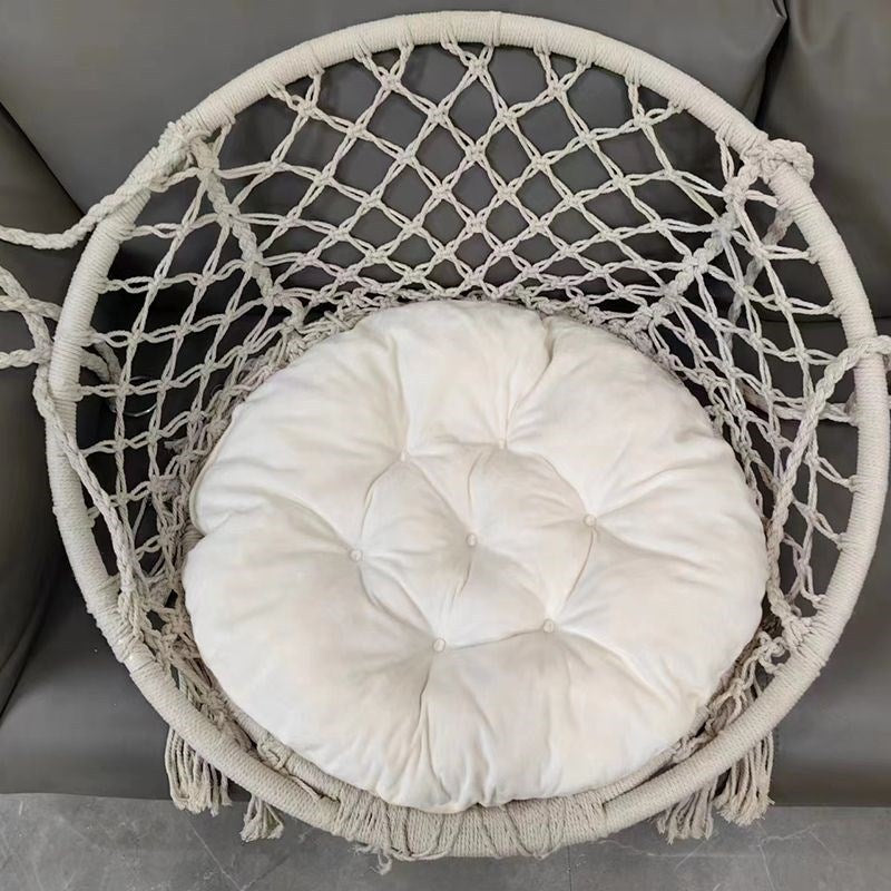Macrame Hanging Chair with Complete Ceiling Mounting Kit and Decorative Tassel Fringe