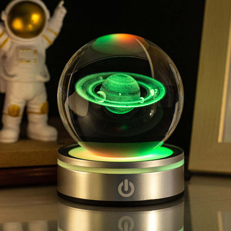 Creative 3D Indoor Wood Carving Luminous Crystal Ball Colorful Gradient Small Night Light Home Decoration Gift Choice