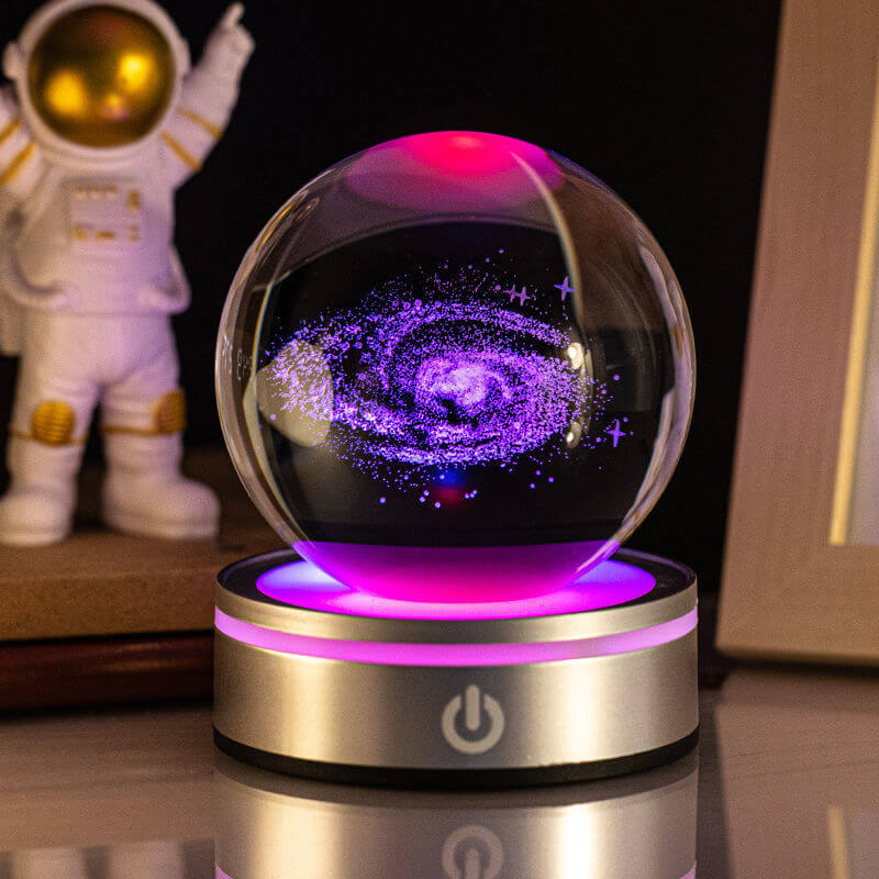 Creative 3D Indoor Wood Carving Luminous Crystal Ball Colorful Gradient Small Night Light Home Decoration Gift Choice