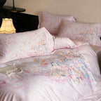 delicate cotton satin bedding set with a fairy-tale watercolor design