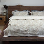 Premium fine linen duvet cover set with vintage paisley and bed skirt