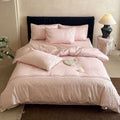 Satin bedding set with woven relief patterns and extra fine thread count