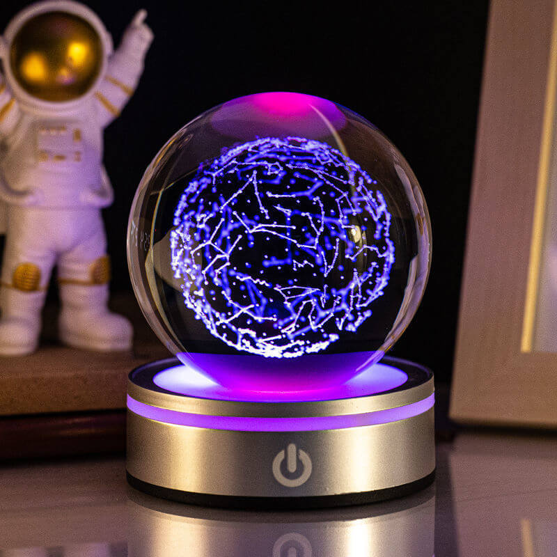 Creative 3D Indoor Wood Carving Luminous Crystal Ball Colorful Gradient Small Night Light Home Decoration Gift Choice