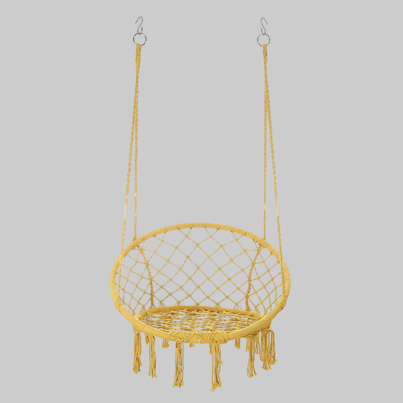 Macrame Hanging Swing Chair Boho Woven Fringe Indoor Outdoor Hammock Seat