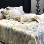 Luxurious satin bedding set with watercolor flower pattern