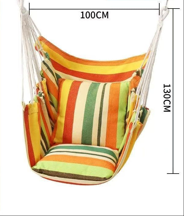 Hanging Hammock Chair with Reinforced Cotton Canvas and Integrated Arm Pockets