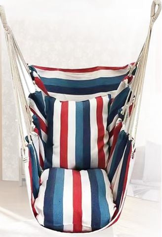 Hanging Hammock Chair with Reinforced Cotton Canvas and Integrated Arm Pockets