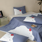 Cotton jersey bedding set with large dog appliqué