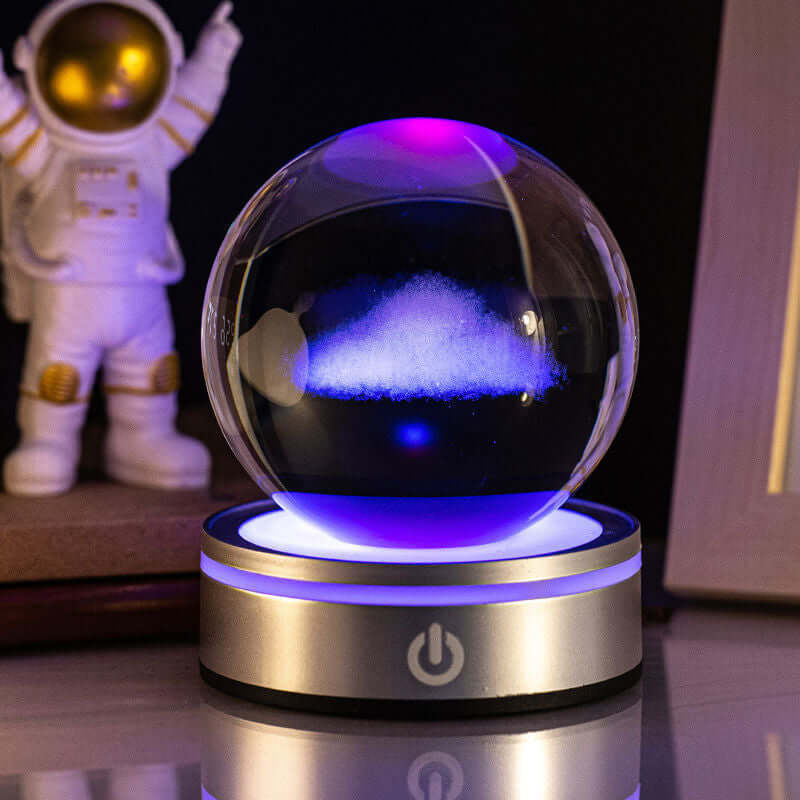 Creative 3D Indoor Wood Carving Luminous Crystal Ball Colorful Gradient Small Night Light Home Decoration Gift Choice