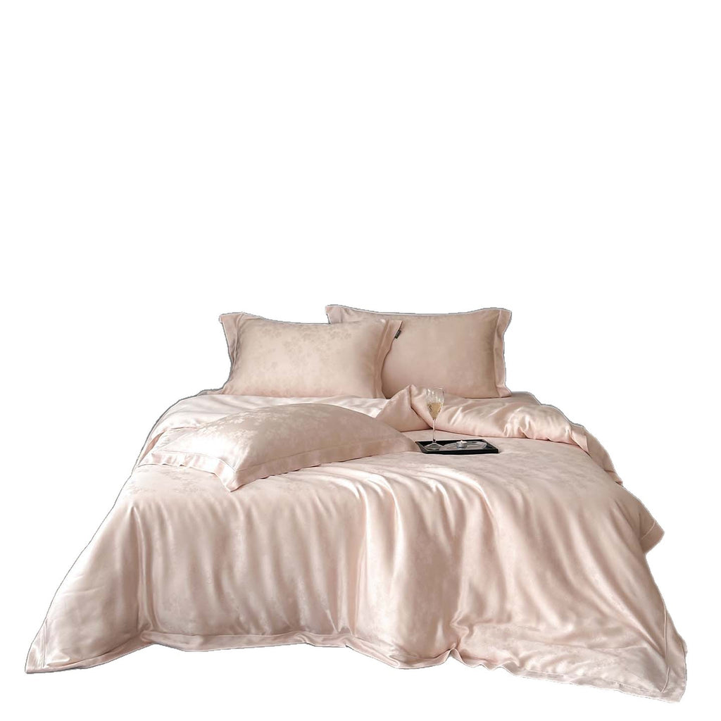 Noble satin bedding set with woven floral relief and envelope edge