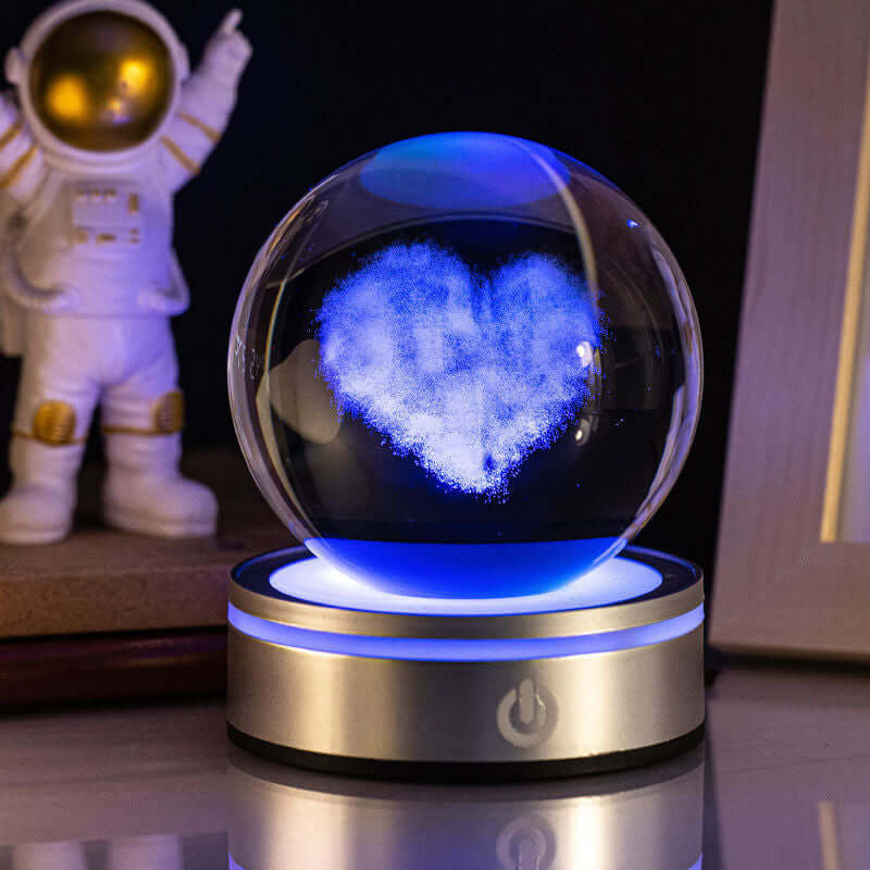 Creative 3D Indoor Wood Carving Luminous Crystal Ball Colorful Gradient Small Night Light Home Decoration Gift Choice