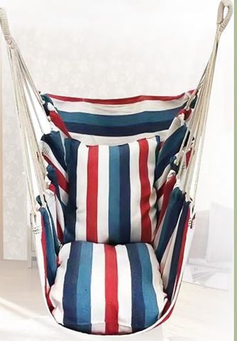 Hanging Hammock Chair with Reinforced Cotton Canvas and Integrated Arm Pockets