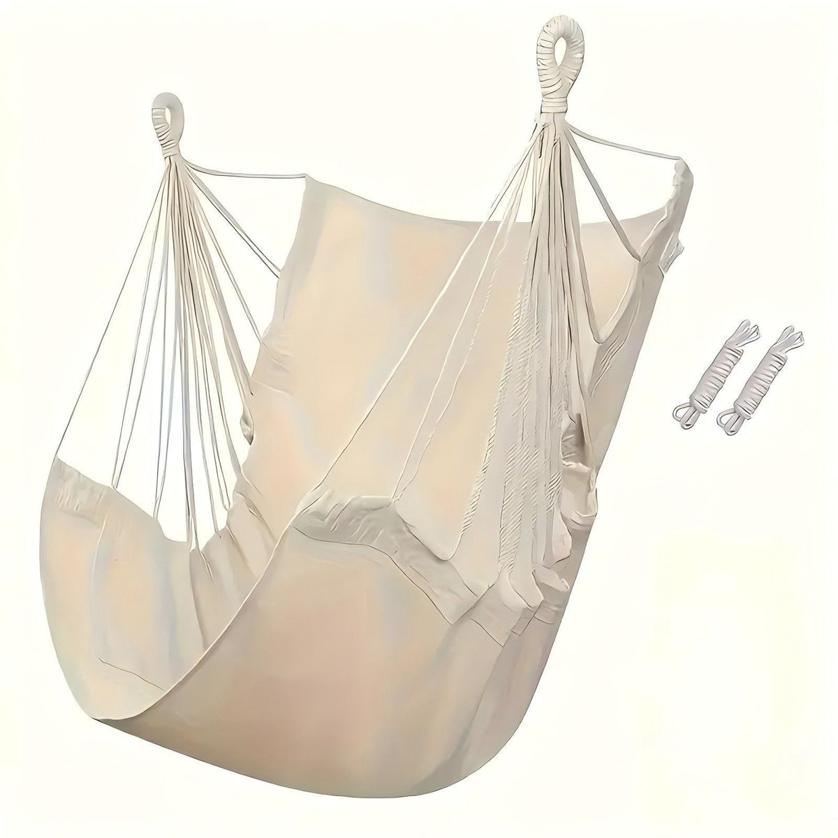Hanging Hammock Chair with Reinforced Cotton Canvas and Integrated Arm Pockets