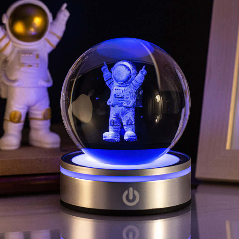 Creative 3D Indoor Wood Carving Luminous Crystal Ball Colorful Gradient Small Night Light Home Decoration Gift Choice