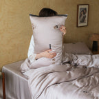 Bedding set made of premium satin with fine floral embroidery and piping edge