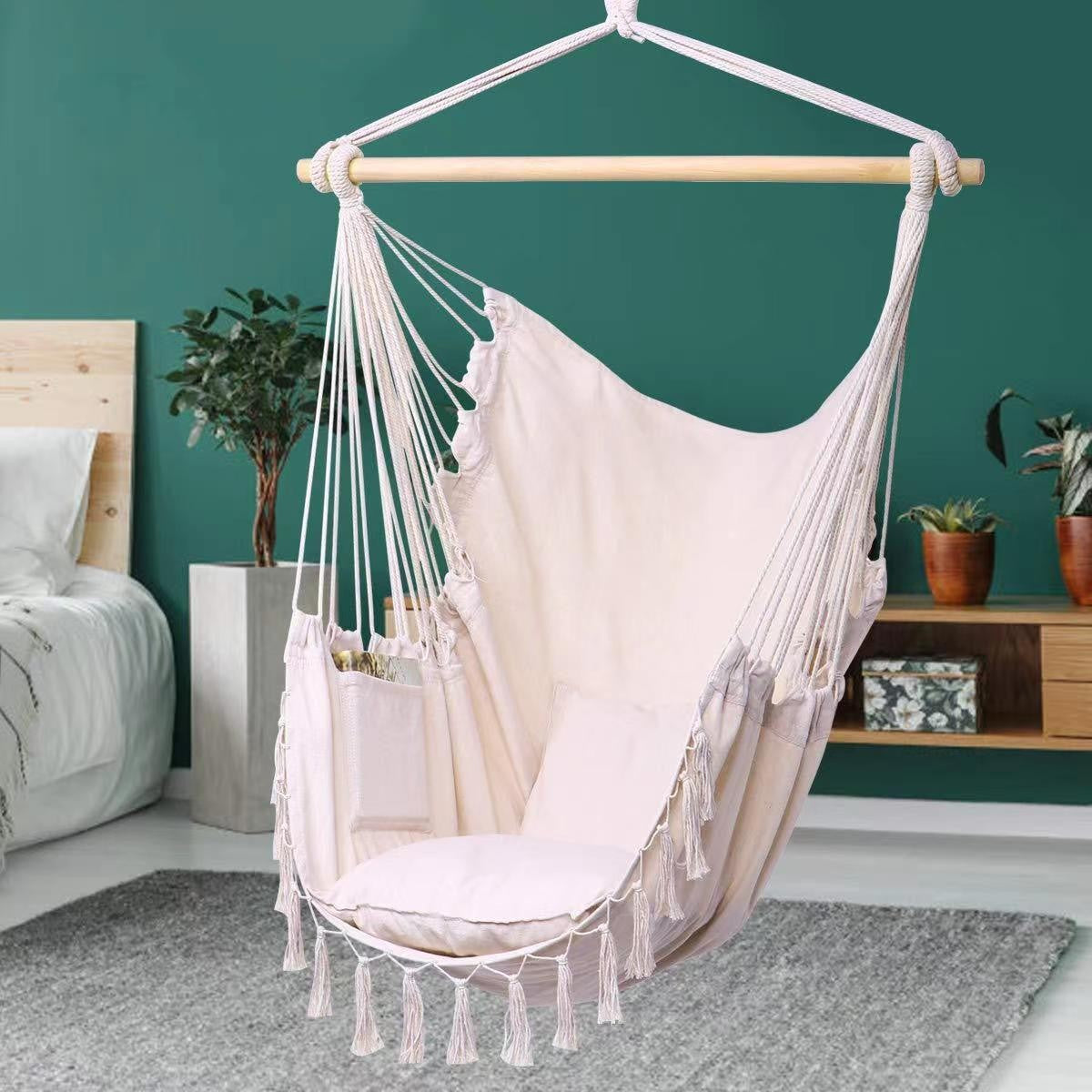 Hanging Chair with Pocket and Cushion