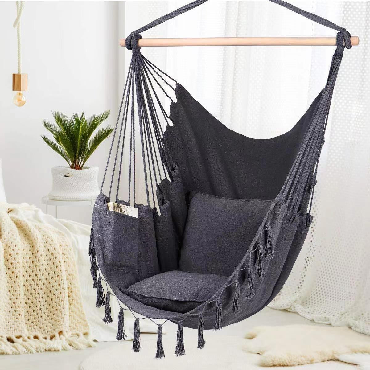 Hanging Chair with Pocket and Cushion