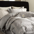 Luxurious satin bedding set with intricate embroidery