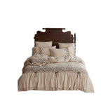 Bedding set with tiered ruffle, fine decorative seam and butterfly motif