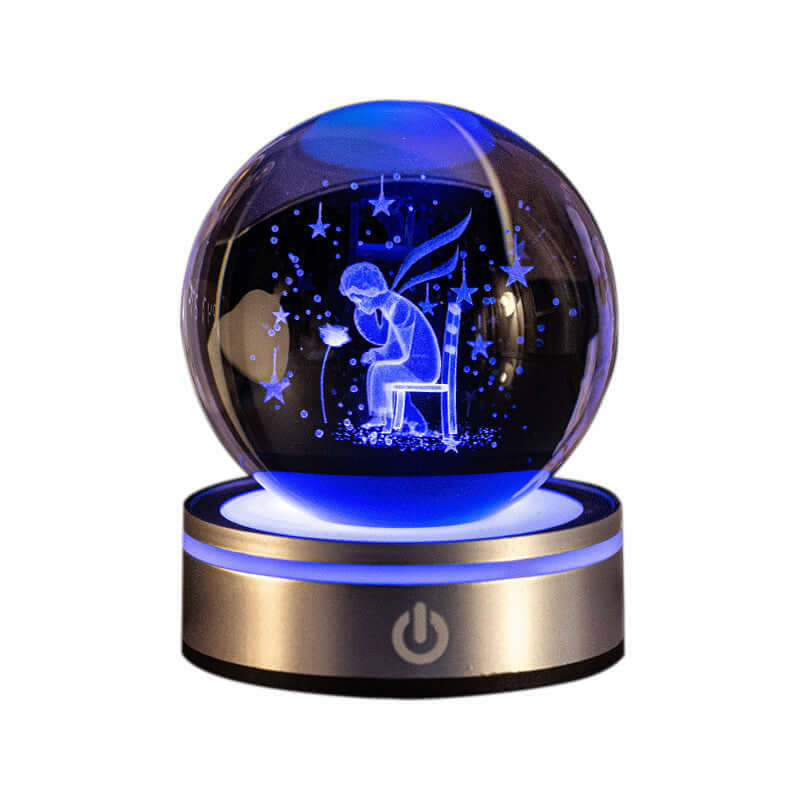 Creative 3D Indoor Wood Carving Luminous Crystal Ball Colorful Gradient Small Night Light Home Decoration Gift Choice