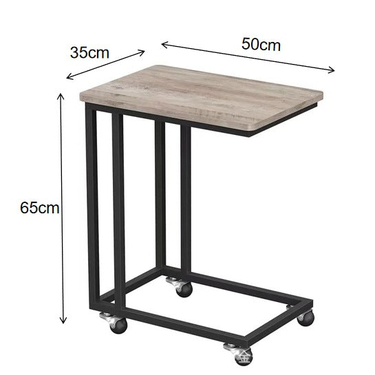 Side Table with Wheels and Modern Design