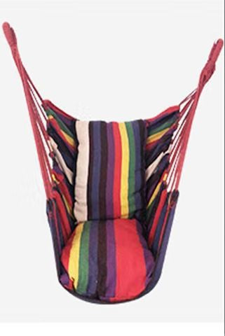 Hanging Hammock Chair with Reinforced Cotton Canvas and Integrated Arm Pockets